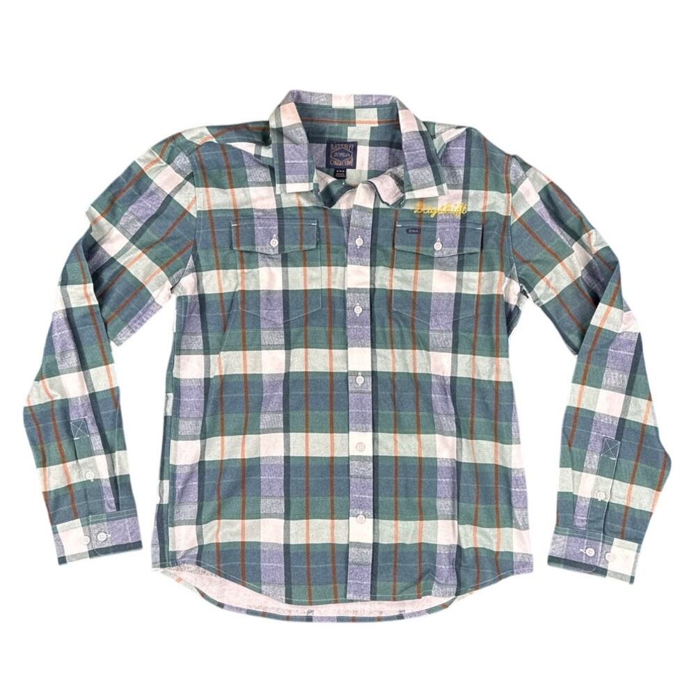 RVCA Men’s Dayshift Flannel Shirt Medium Vintage Navy Plaid Long Sleeve NWT